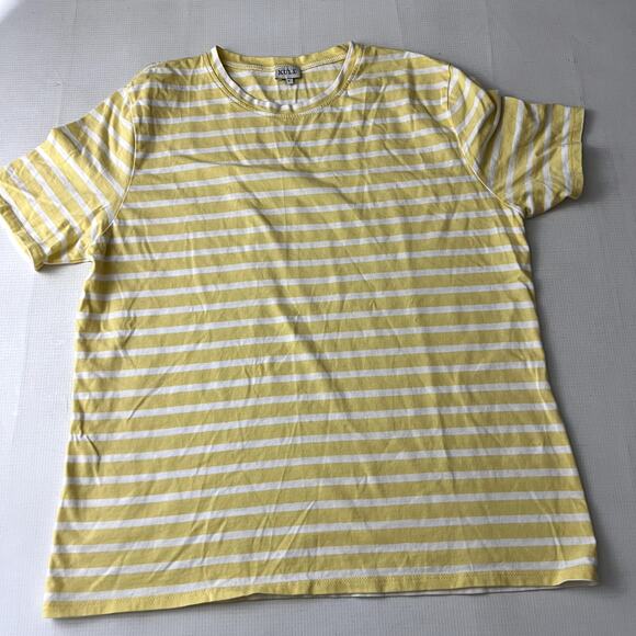 Kule Short Sleeve Tee Shirt Yellow White Women Size Small - Picture 6 of 9